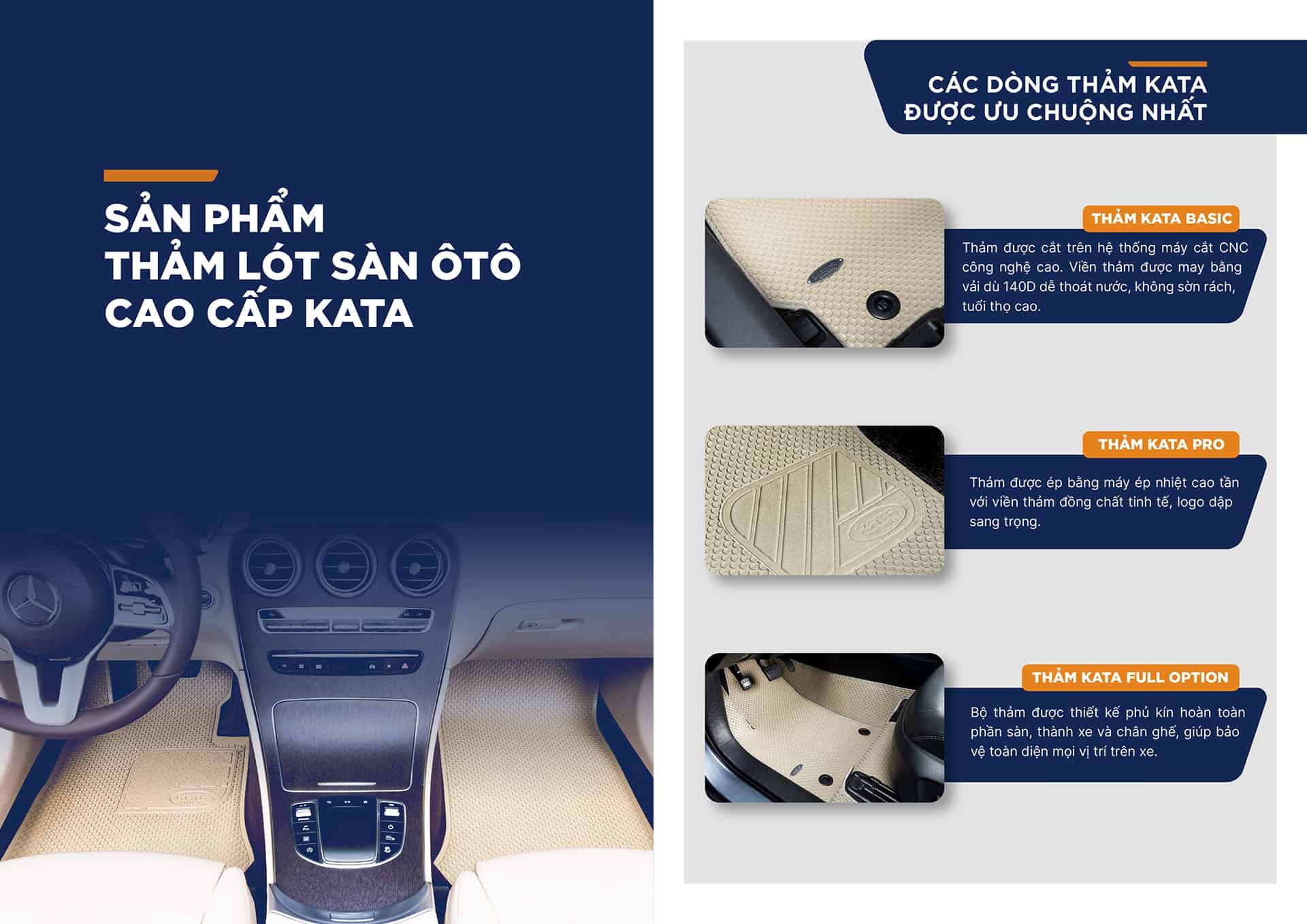 Thảm lót sàn ô tô KATA cao cấp với 3 phiên bản khác nhau