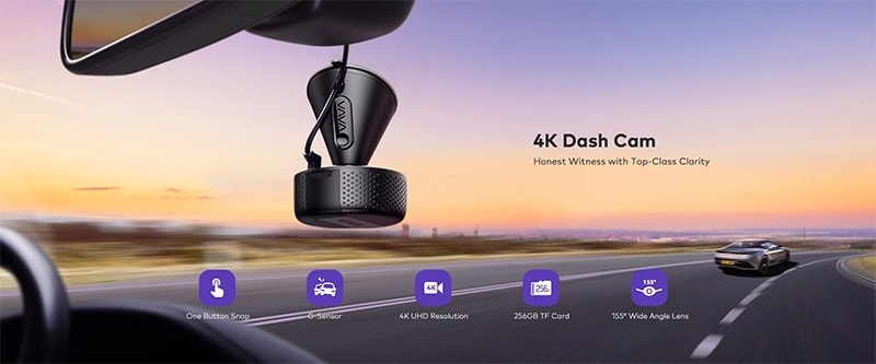 Đặc điểm cam trước của VAVA Dash Cam 2 mắt trước sau
