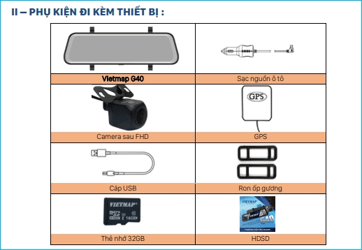 Camera hành trình VietMap G40 màn hình gương tràn viền