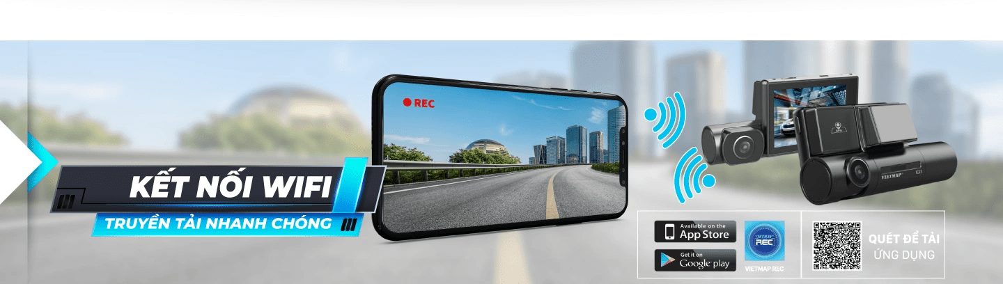 Camera hành trình VietMap R1 cảm ứng Oled ghi hình trước và trong xe