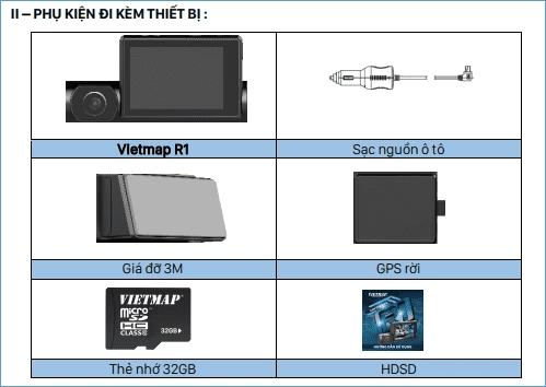 Camera hành trình VietMap R1 cảm ứng Oled ghi hình trước và trong xe