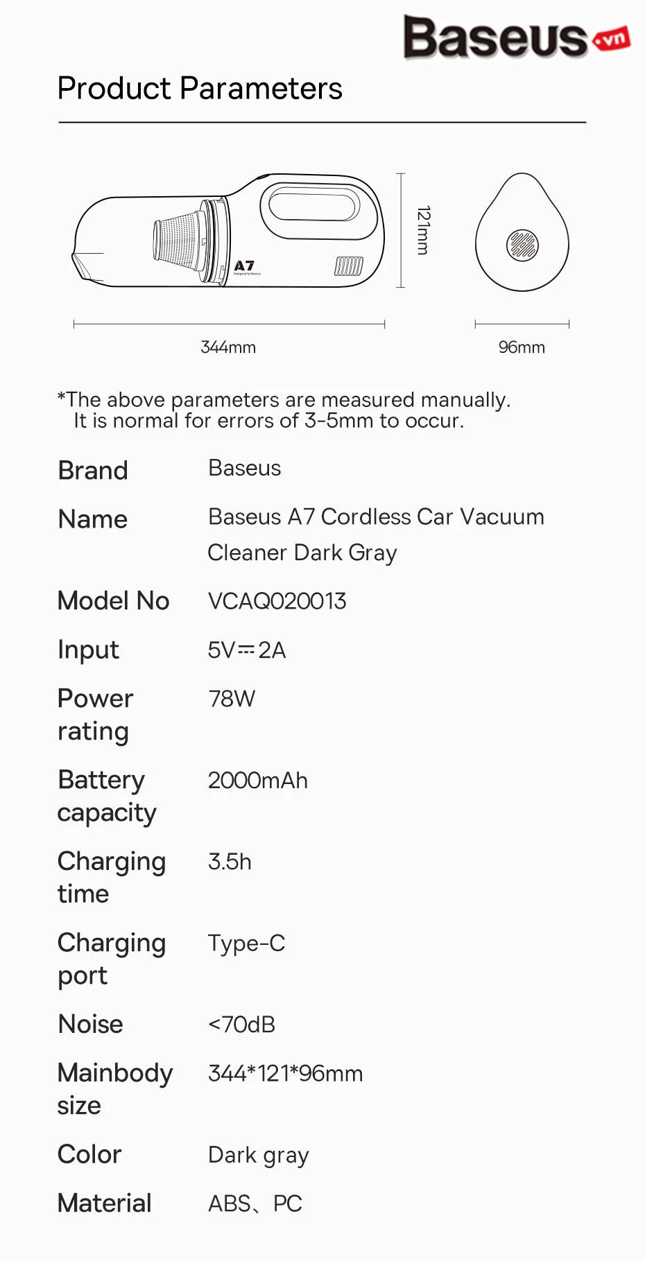 Máy Hút Bụi Cầm Tay Không Dây Baseus A7 Cordless Car Vacuum Cleaner 6000Pa