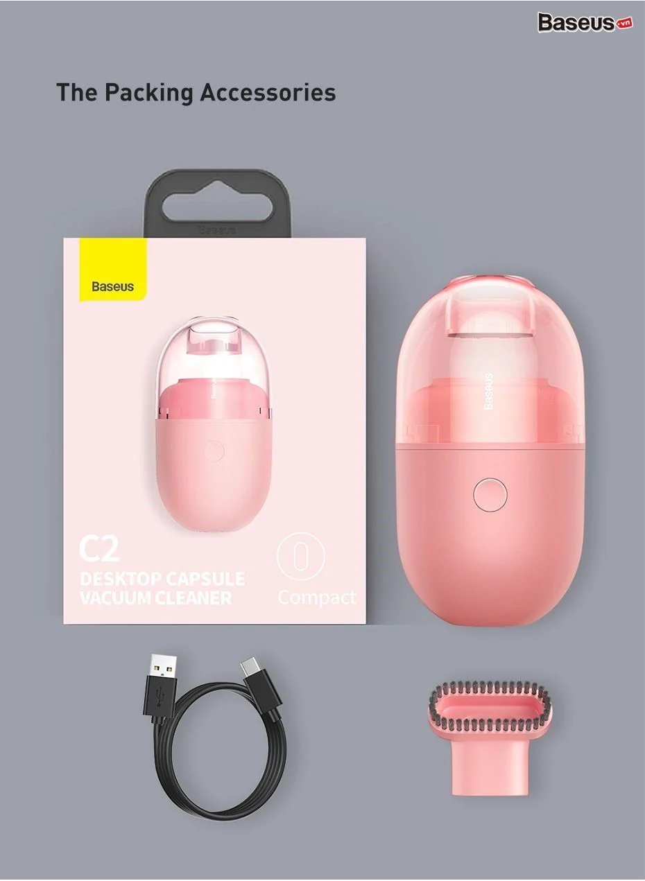 Máy hút bụi mini cầm tay Baseus C2 Desktop Capsule Vacuum Cleaner