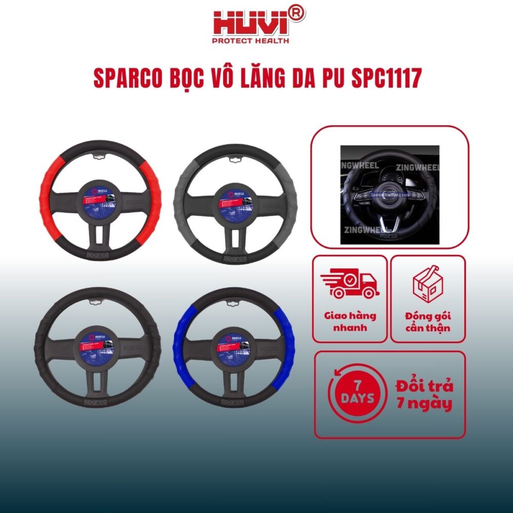 Bọc vô lăng Sparco SPC1117 sử dụng chất liệu da Pu có gân! - Hình ảnh 2