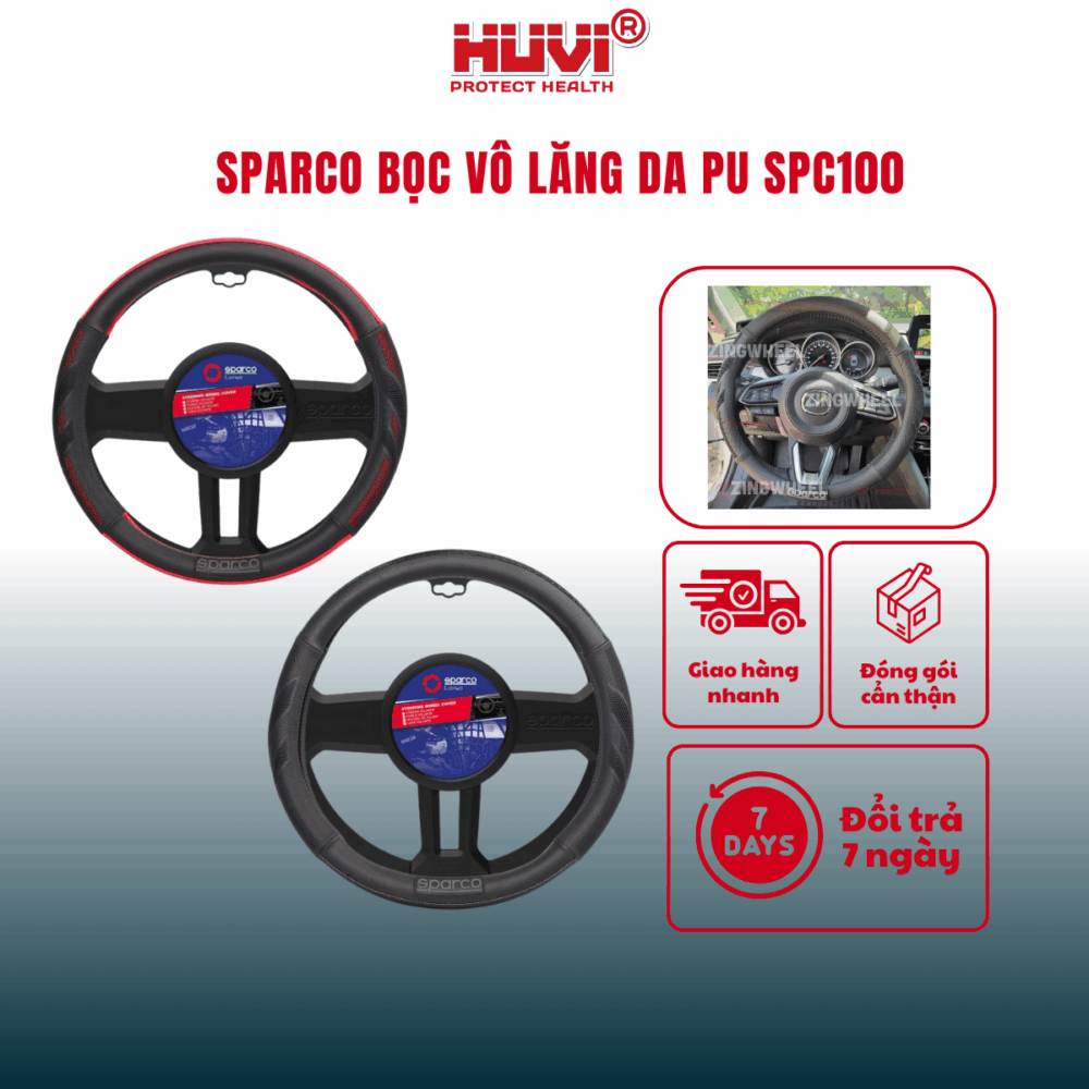 Bọc vô lăng Sparco SPC100 da Pu kết hợp lưới PVC cao cấp! - Hình ảnh 2