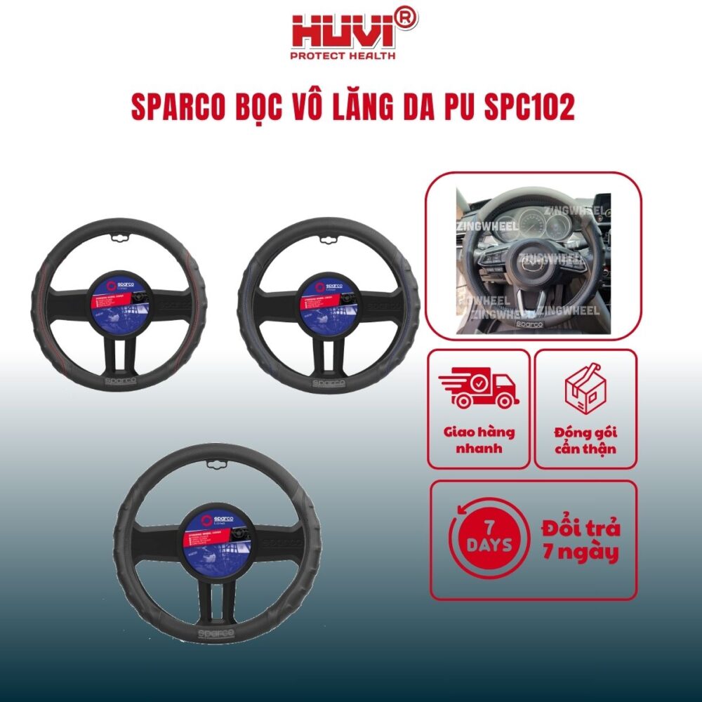 Bọc vô lăng Sparco SPC102 kết hợp da Pu cao cấp - Dành riêng cho xế yêu! - Hình ảnh 2