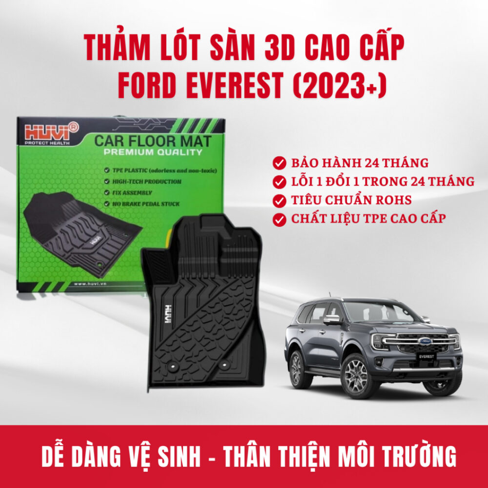 Thảm lót sàn ô tô HUVI cho xe Ford Everest 3D (7 chỗ) năm 2023+ - Hình ảnh 6
