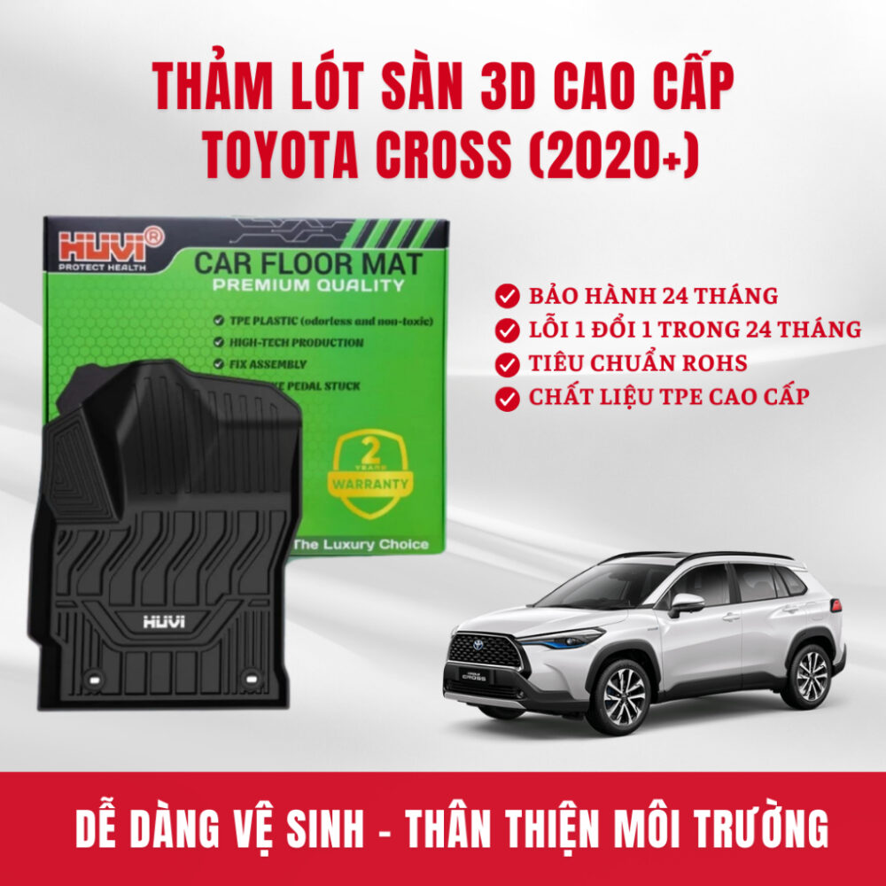 Thảm lót sàn ô tô HUVI cho xe Toyota Cross 3D năm 2020+ - Hình ảnh 6