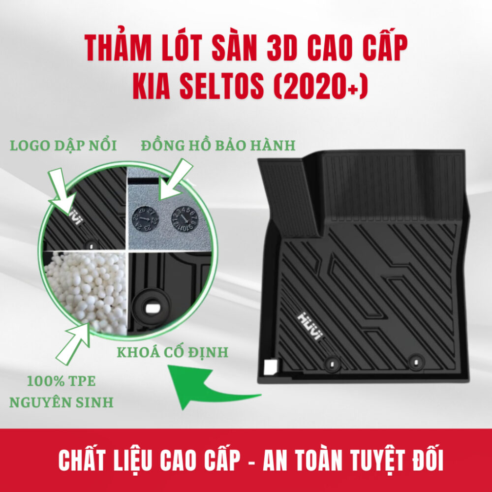 Thảm lót sàn ô tô HUVI cho xe Kia Seltos 3D năm 2020+ - Hình ảnh 4