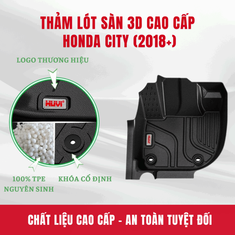 Thảm lót sàn ô tô HUVI cho xe Honda City 3D năm 2018+ - Hình ảnh 4
