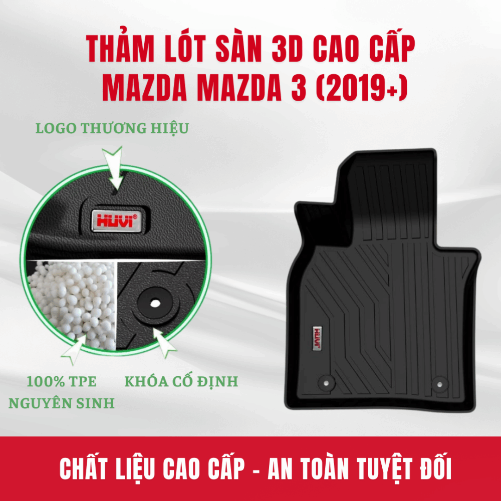 Thảm lót sàn ô tô HUVI cho xe Mazda 3 3D năm 2019+ - Hình ảnh 4