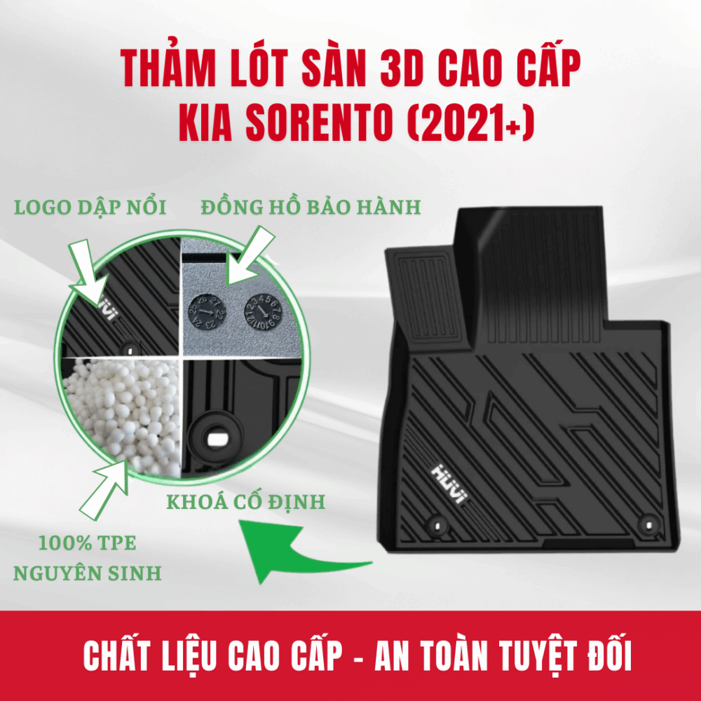 Thảm lót sàn ô tô HUVI cho xe Kia Sorento 3D (7 chỗ) năm 2021+ - Hình ảnh 6