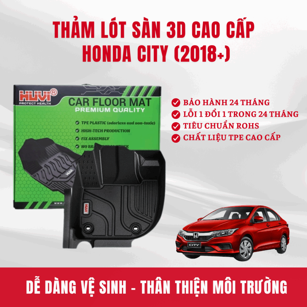 Thảm lót sàn ô tô HUVI cho xe Honda City 3D năm 2018+ - Hình ảnh 6