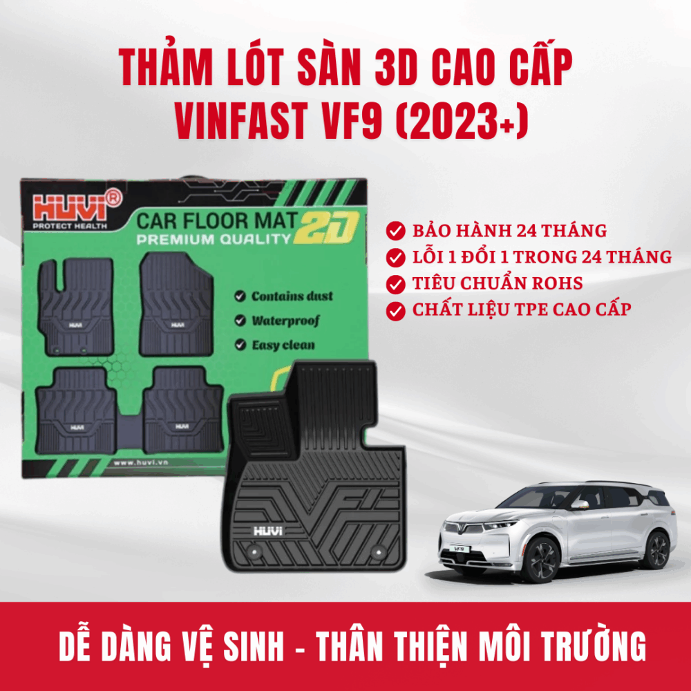 Thảm lót sàn ô tô HUVI cho xe Vinfast VF9 3D (6 chỗ) năm 2023+ - Hình ảnh 6