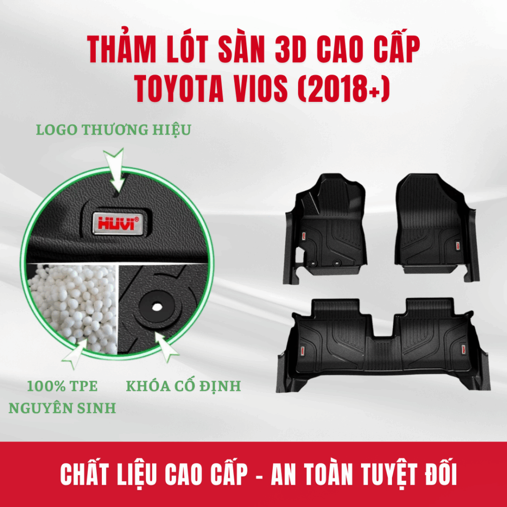 Thảm lót sàn ô tô HUVI cho xe Toyota Vios 2D năm 2018+ - Hình ảnh 9
