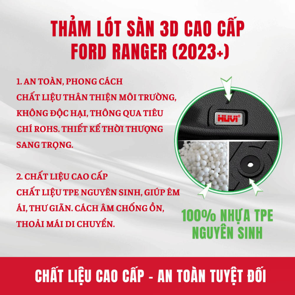 Thảm lót sàn ô tô HUVI cho xe Ford Ranger 3D năm 2023+ - Hình ảnh 6