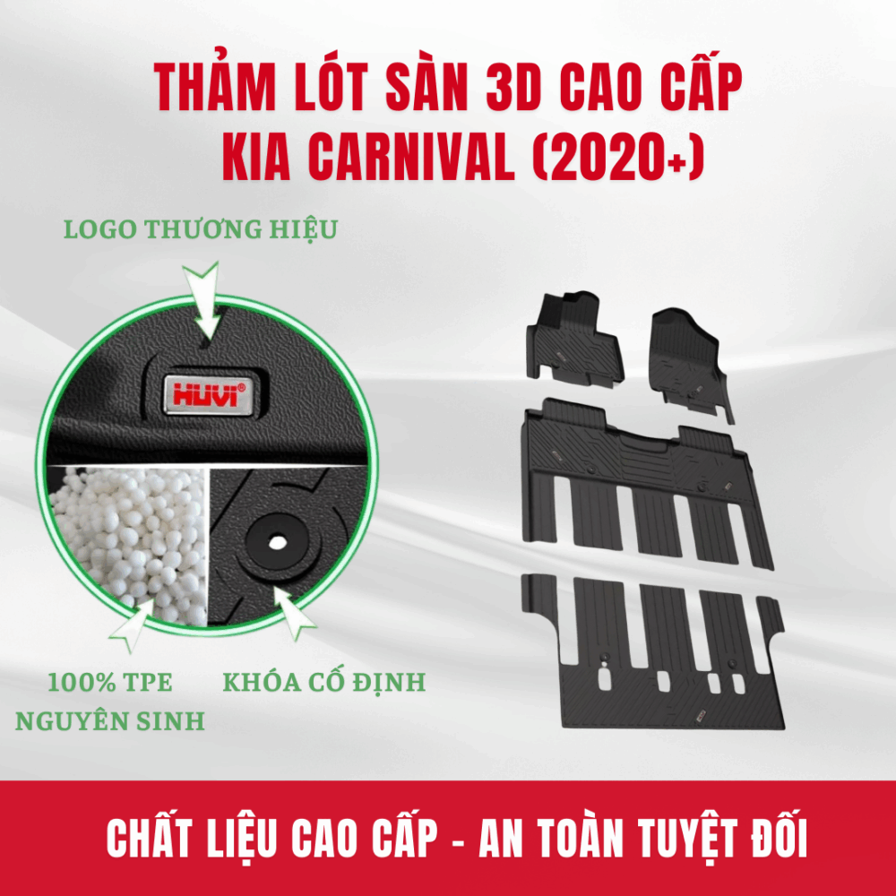 Thảm lót sàn ô tô HUVI cho xe Kia Carnival 3D (6-7 chỗ) năm 2020+ - Hình ảnh 6