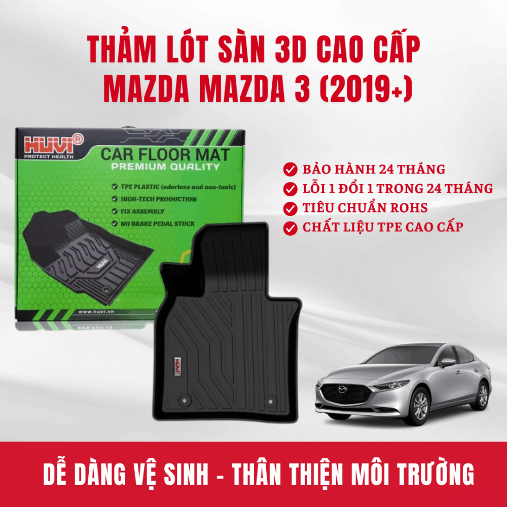 Thảm lót sàn ô tô HUVI cho xe Mazda 3 3D năm 2019+ - Hình ảnh 5