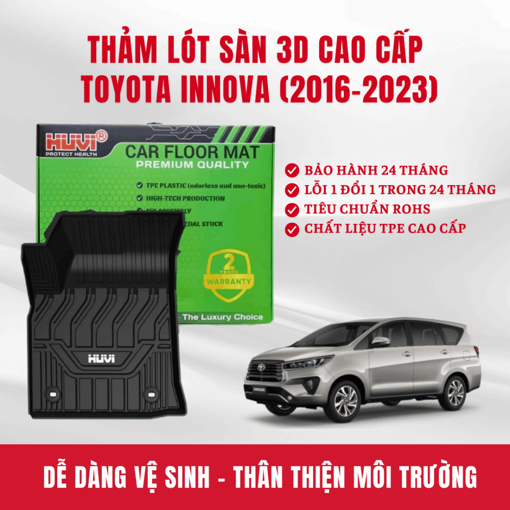 Thảm lót sàn ô tô HUVI cho xe Toyota Innova 3D (7 chỗ) năm 2016+ - Ảnh 6