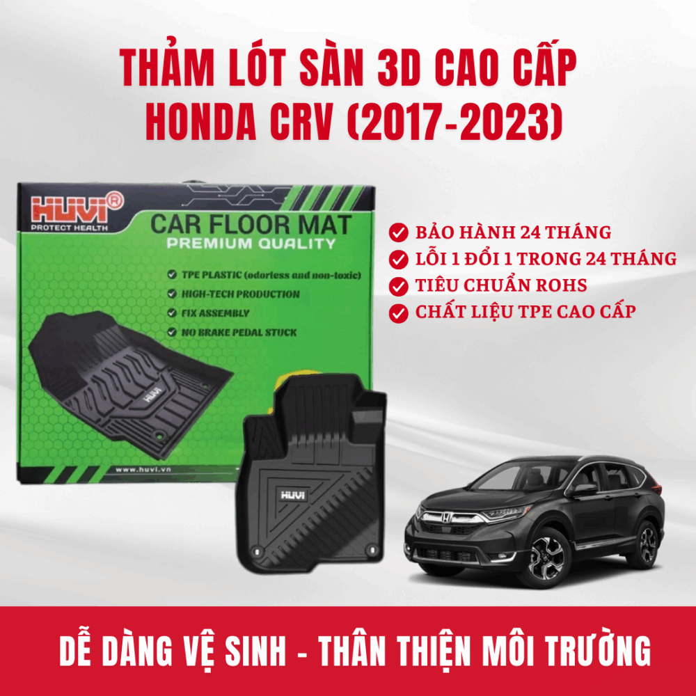 Thảm lót sàn ô tô HUVI cho xe Honda CR-V 3D (7 chỗ) năm 2017+ - Hình ảnh 6