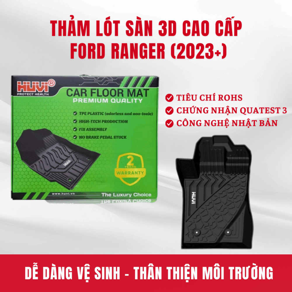 Thảm lót sàn ô tô HUVI cho xe Ford Ranger 3D năm 2023+ - Hình ảnh 8