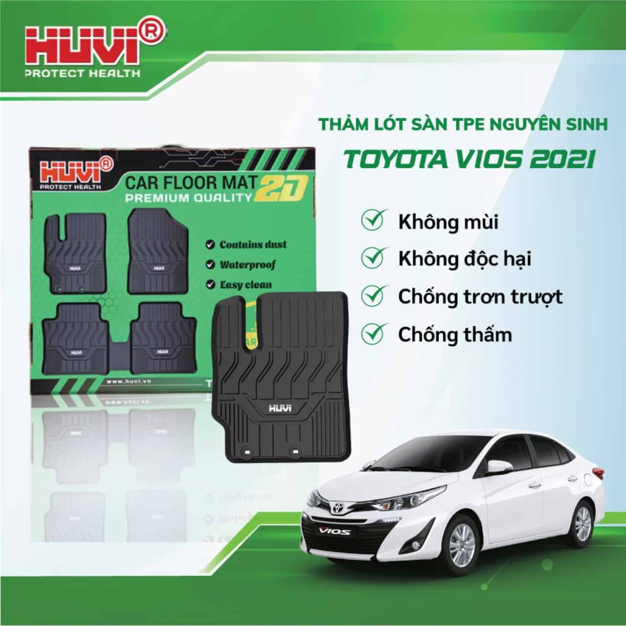 Thảm lót sàn ô tô HUVI cho xe Toyota Vios 2D năm 2018+