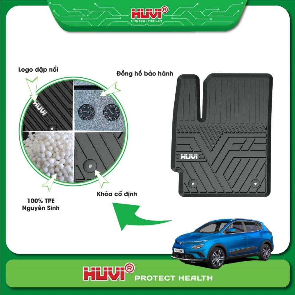 Thảm lót sàn ô tô HUVI cho xe Vinfast E34 2D năm 2021+