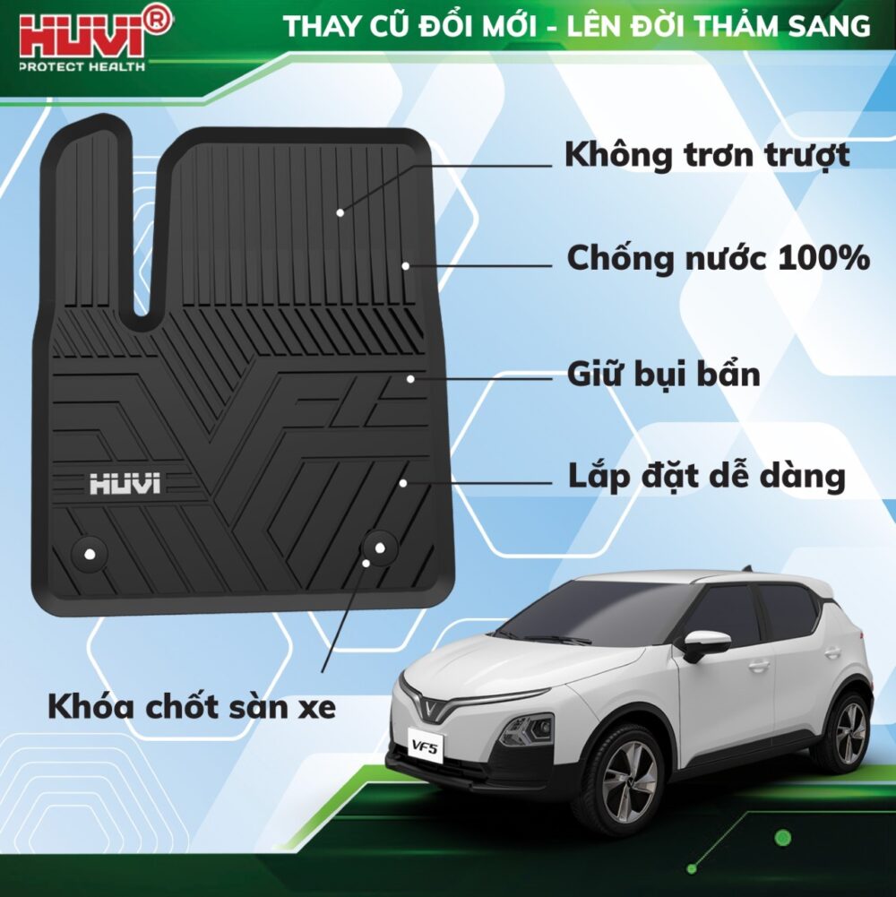 Thảm lót sàn ô tô HUVI cho xe Vinfast VF5 2D năm 2023+