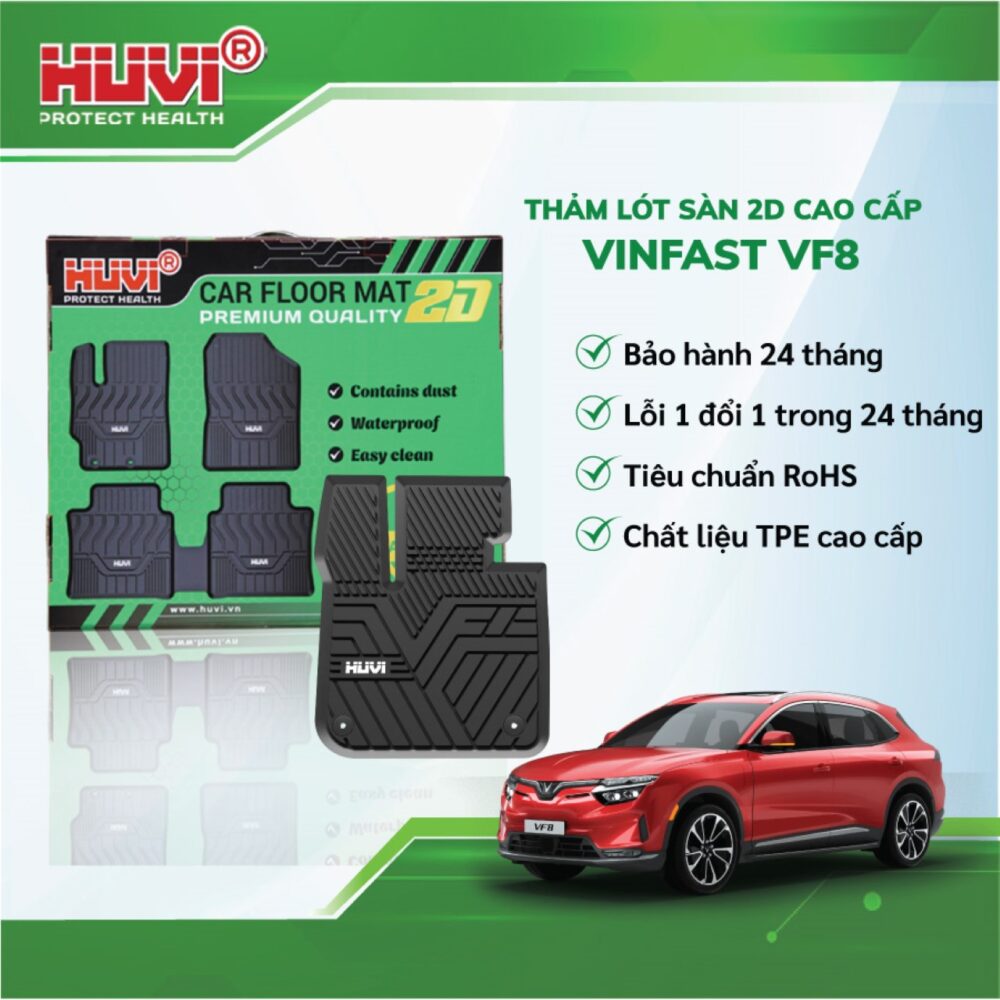 Thảm lót sàn ô tô HUVI cho xe Vinfast VF9 3D (6 chỗ) năm 2023+