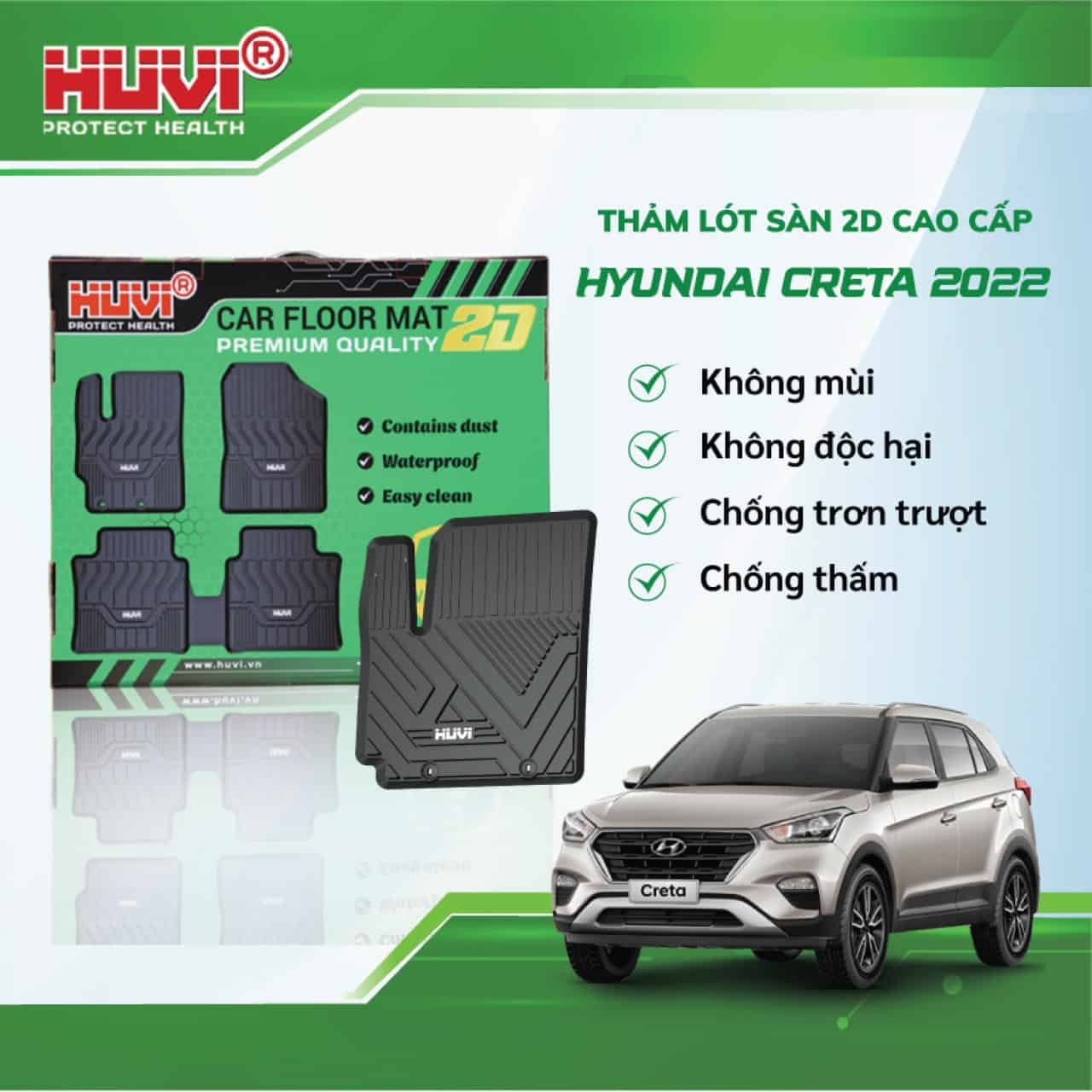 Thảm lót sàn ô tô HUVI cho xe Hyundai Creta 2D năm 2022+