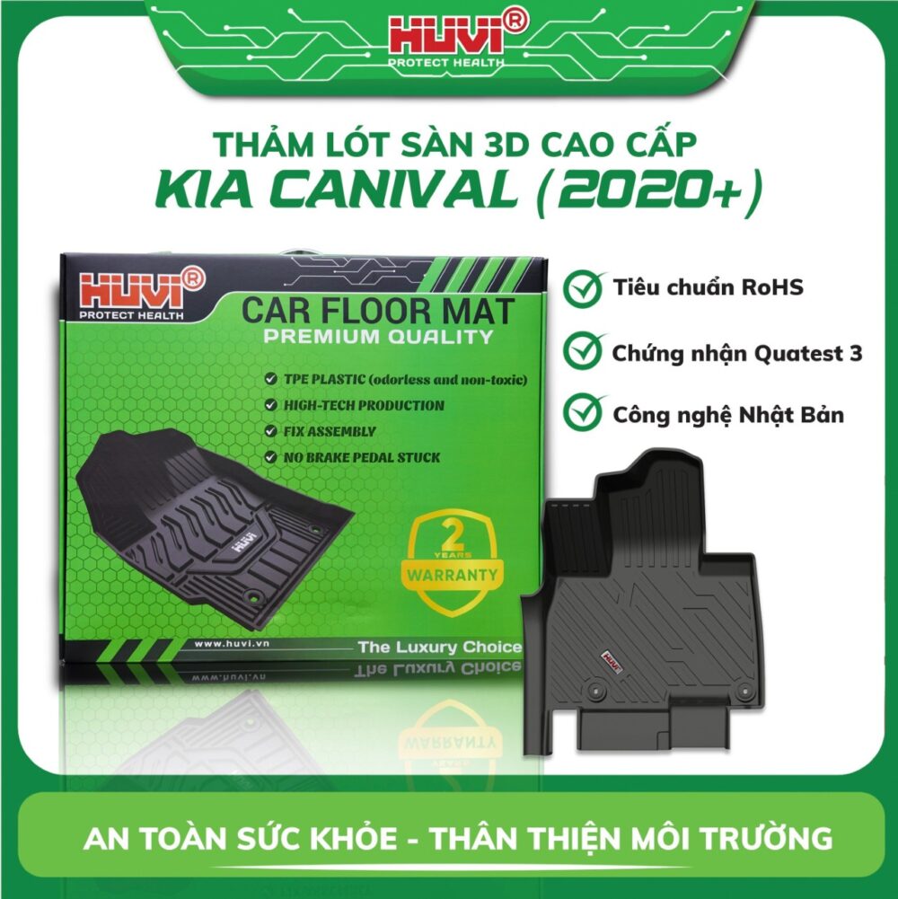 Thảm lót sàn ô tô HUVI cho xe Kia Carnival 3D (6-7 chỗ) năm 2020+