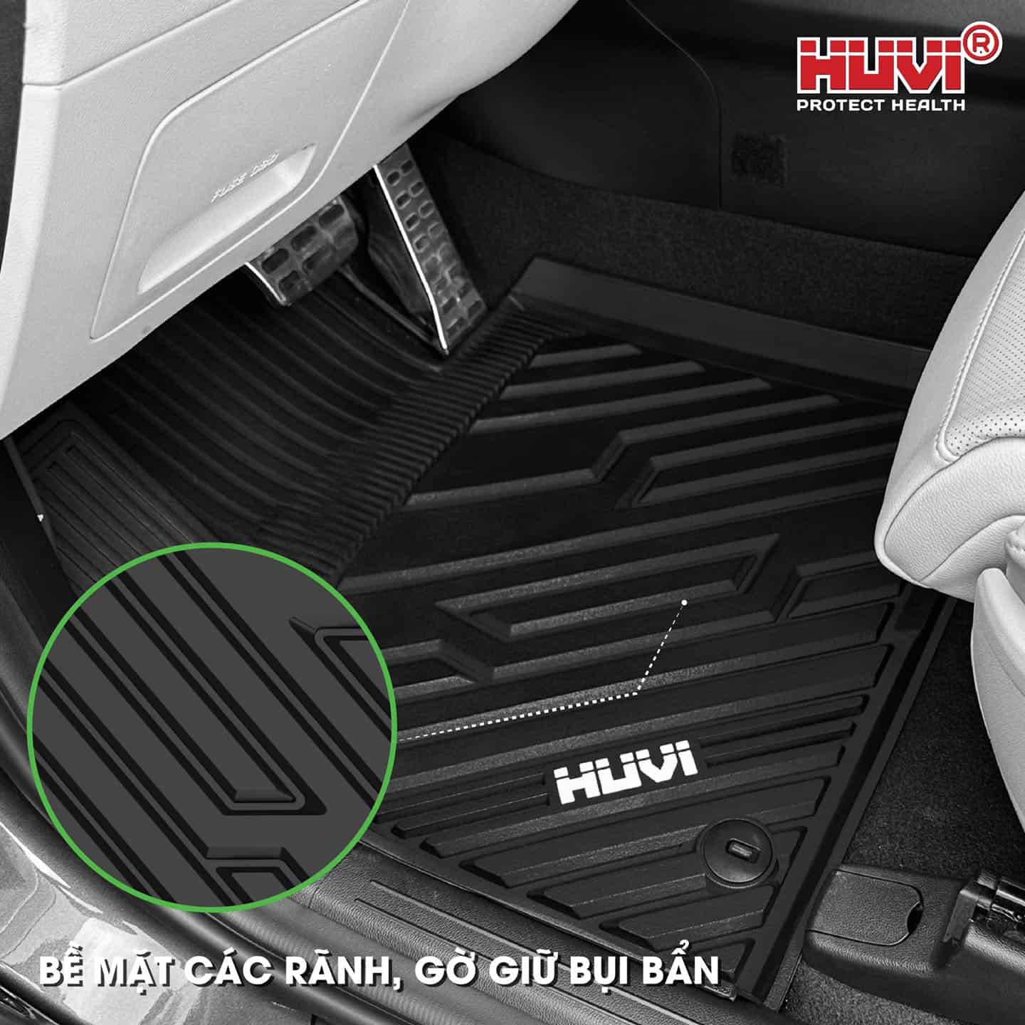 Bề mặt rãnh của thảm Huvi giúp giữ bụi bẩn