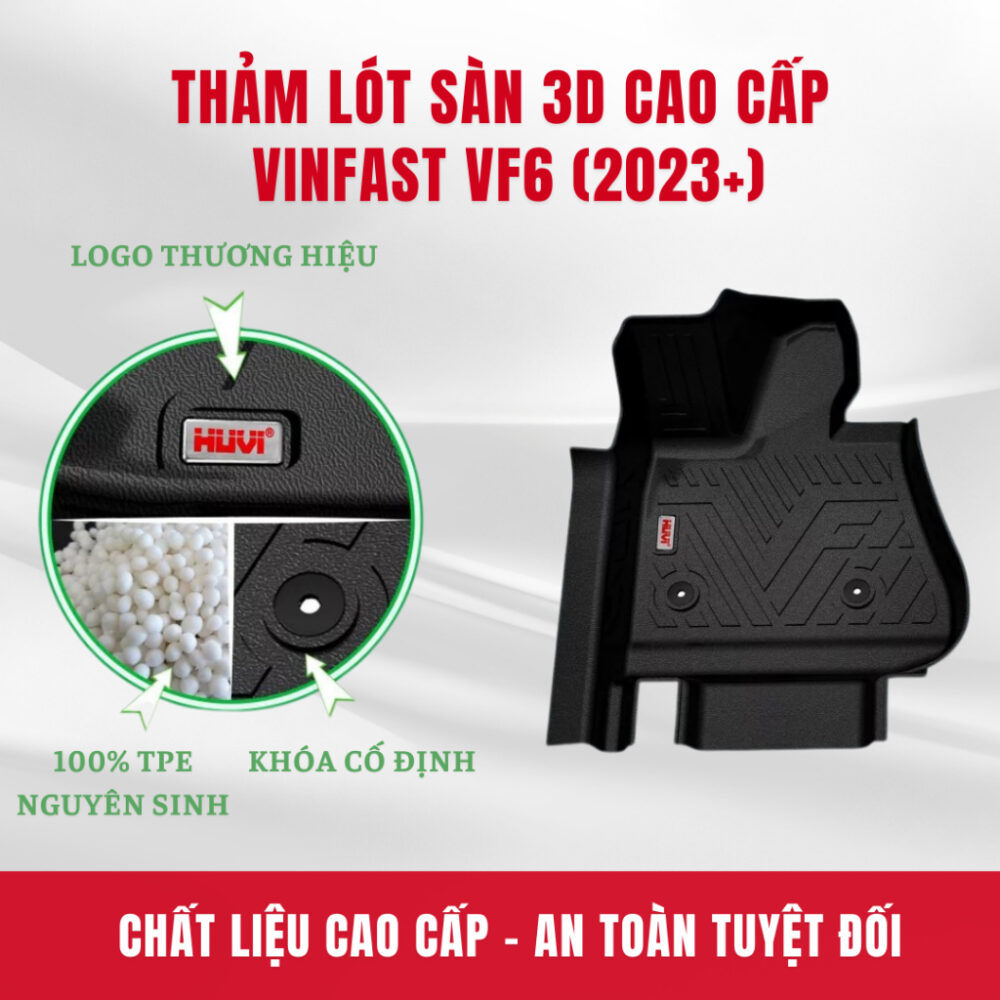 Thảm lót sàn ô tô Vinfast VF6 2023 3D Huvi Cao Cấp - Hình ảnh 4