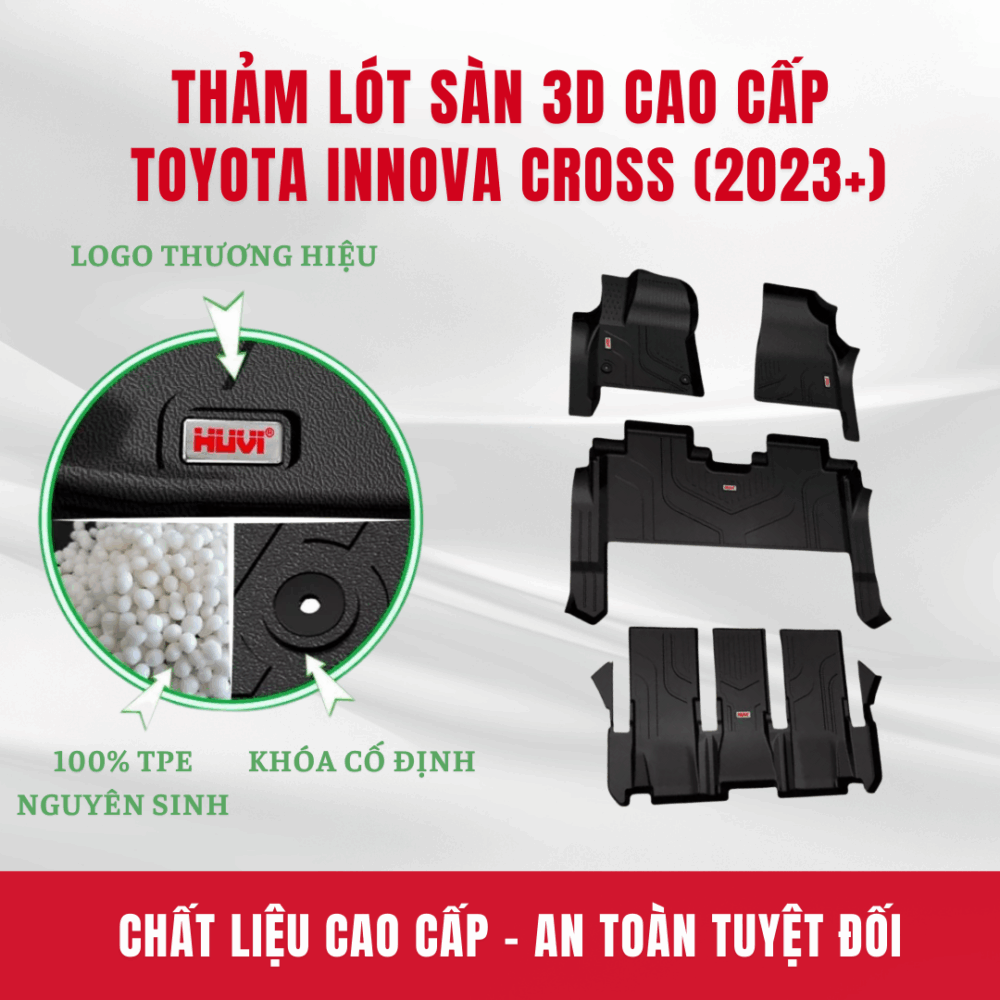 [TẶNG CỐP] Thảm lót sàn ô tô Huvi cho xe Toyota Innova Cross Hybrid 2023+ - Hình ảnh 6