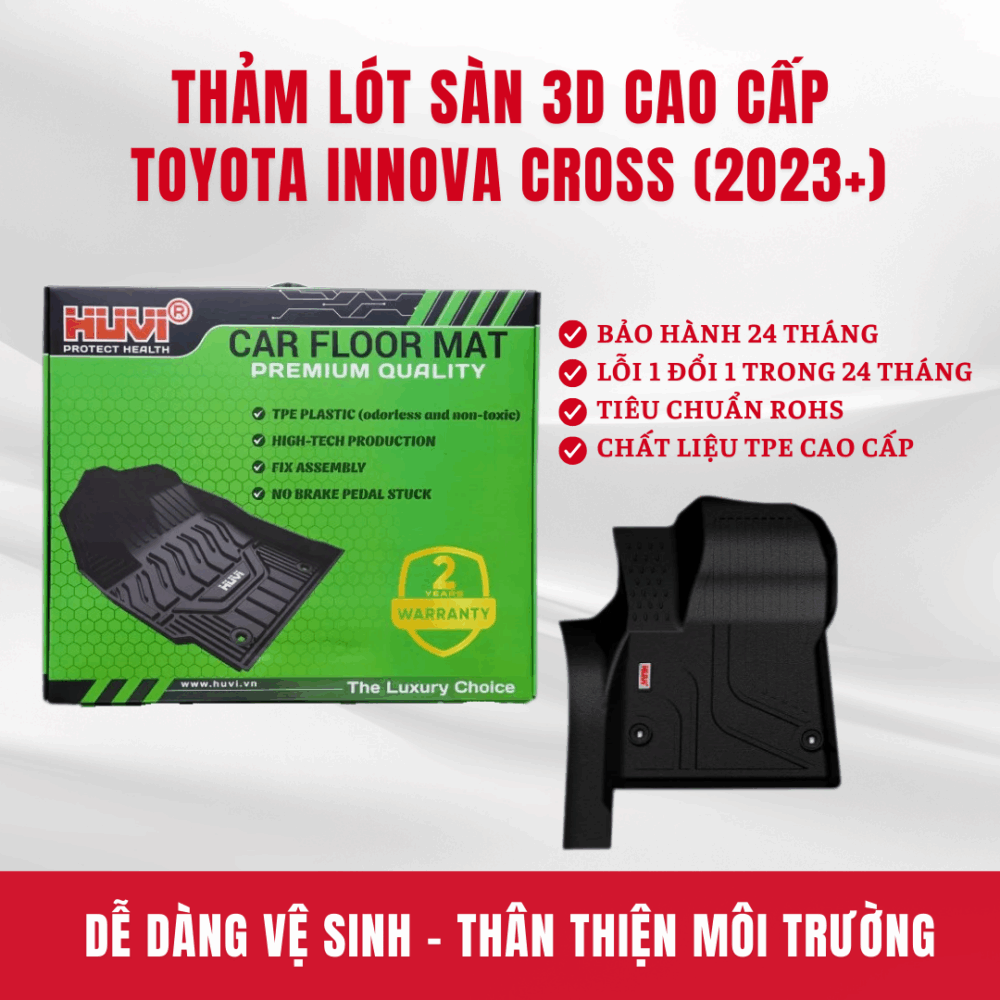 [TẶNG CỐP] Thảm lót sàn ô tô Huvi cho xe Toyota Innova Cross Hybrid 2023+ - Hình ảnh 4