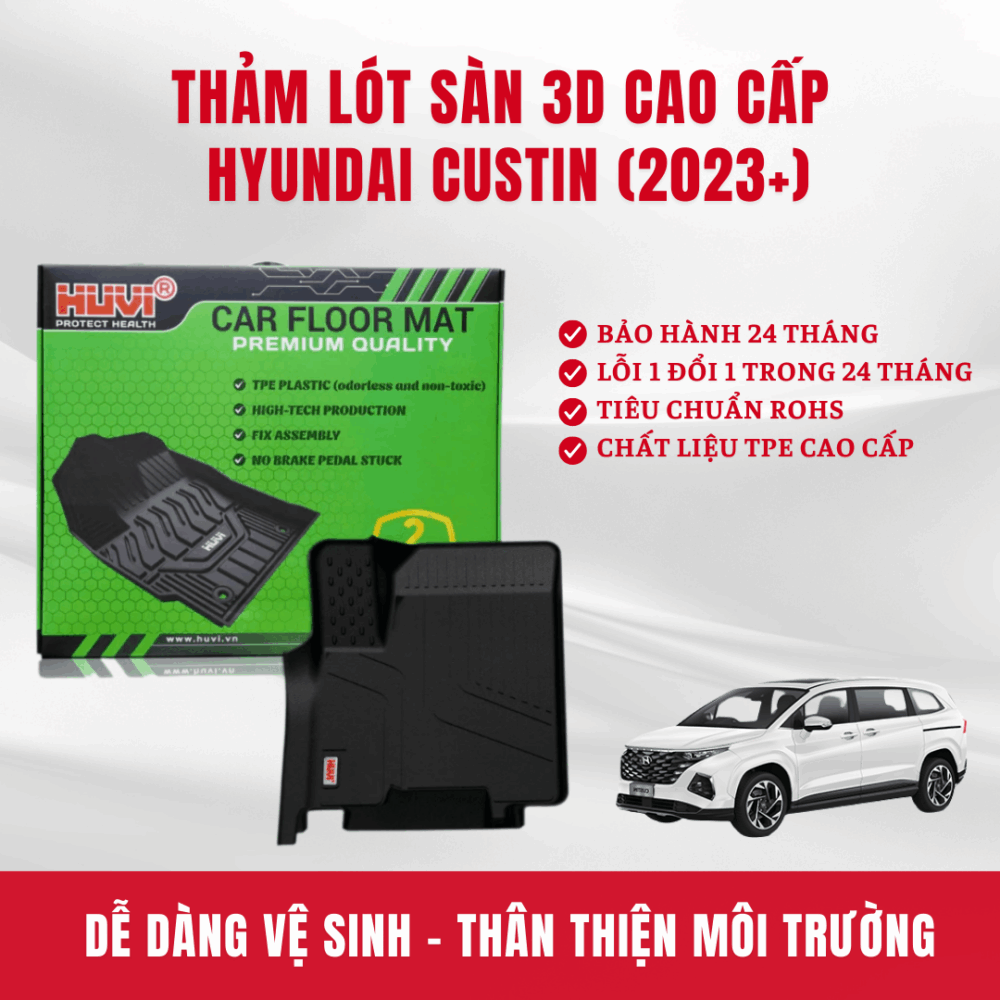 [TẶNG CỐP] Thảm lót sàn ô tô Huvi 3D cao cấp cho xe Hyundai Custin 2023+ (7 chỗ) - Hình ảnh 4