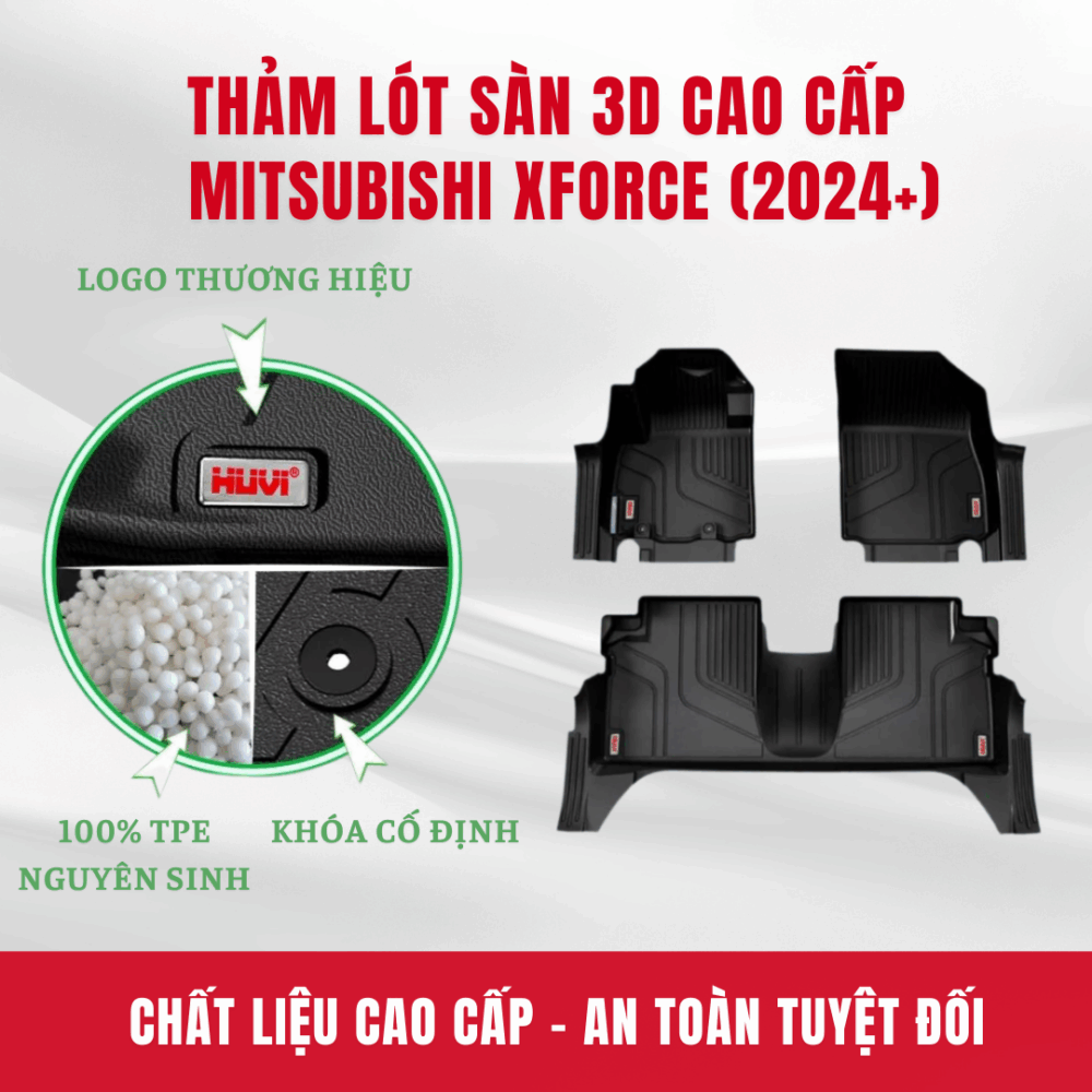 Thảm lót sàn ô tô Mitsubishi Xforce 2024 3D Huvi Cao Cấp - Hình ảnh 6