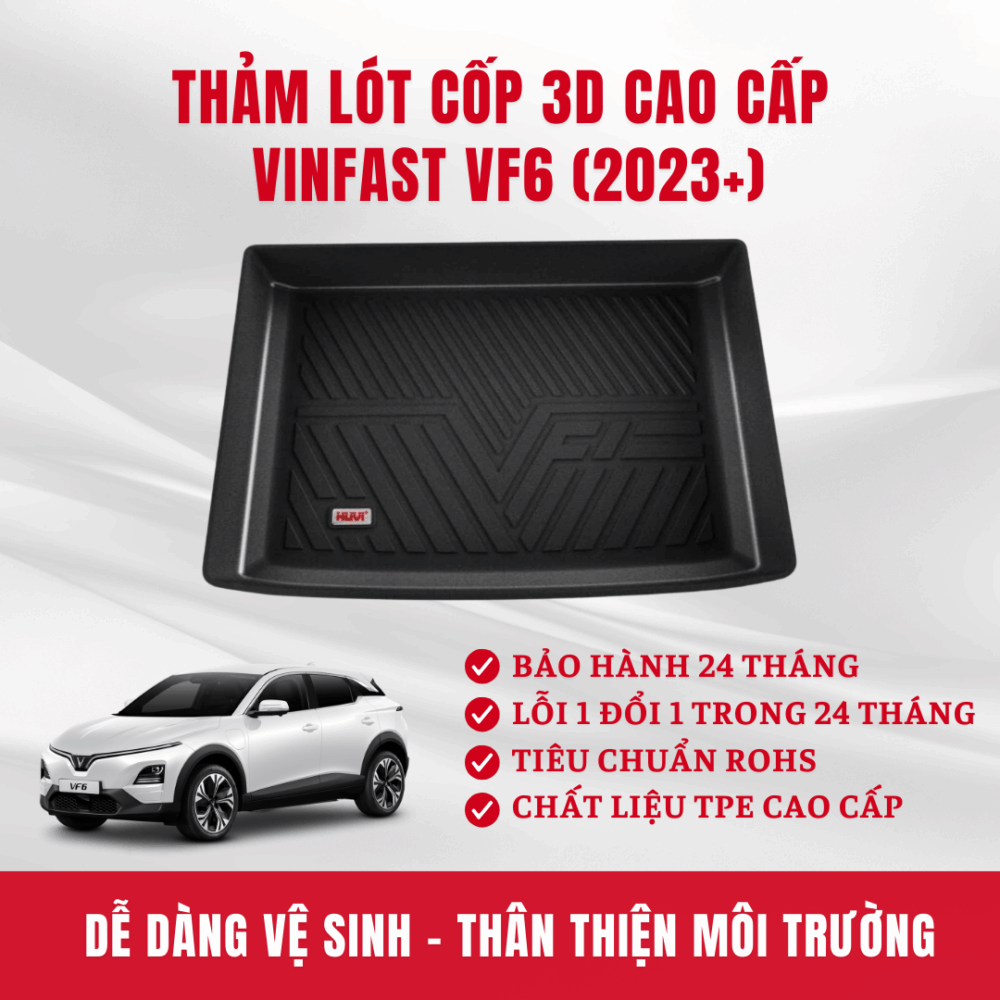 Thảm lót cốp ô tô Vinfast VF6 2023 3D Huvi Cao Cấp - Hình ảnh 2