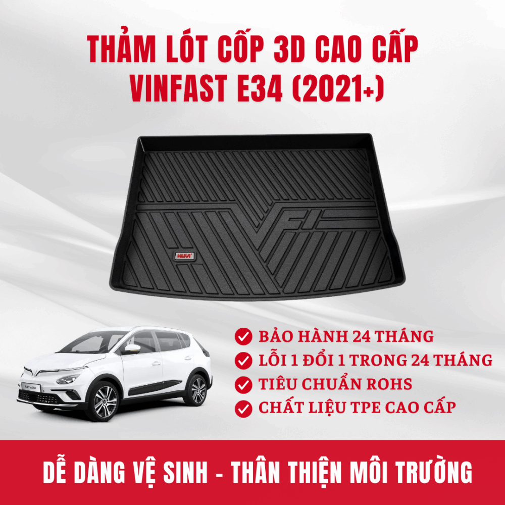 Thảm lót cốp ô tô HUVI cho xe Vinfast E34 2D năm 2021+ - Hình ảnh 2