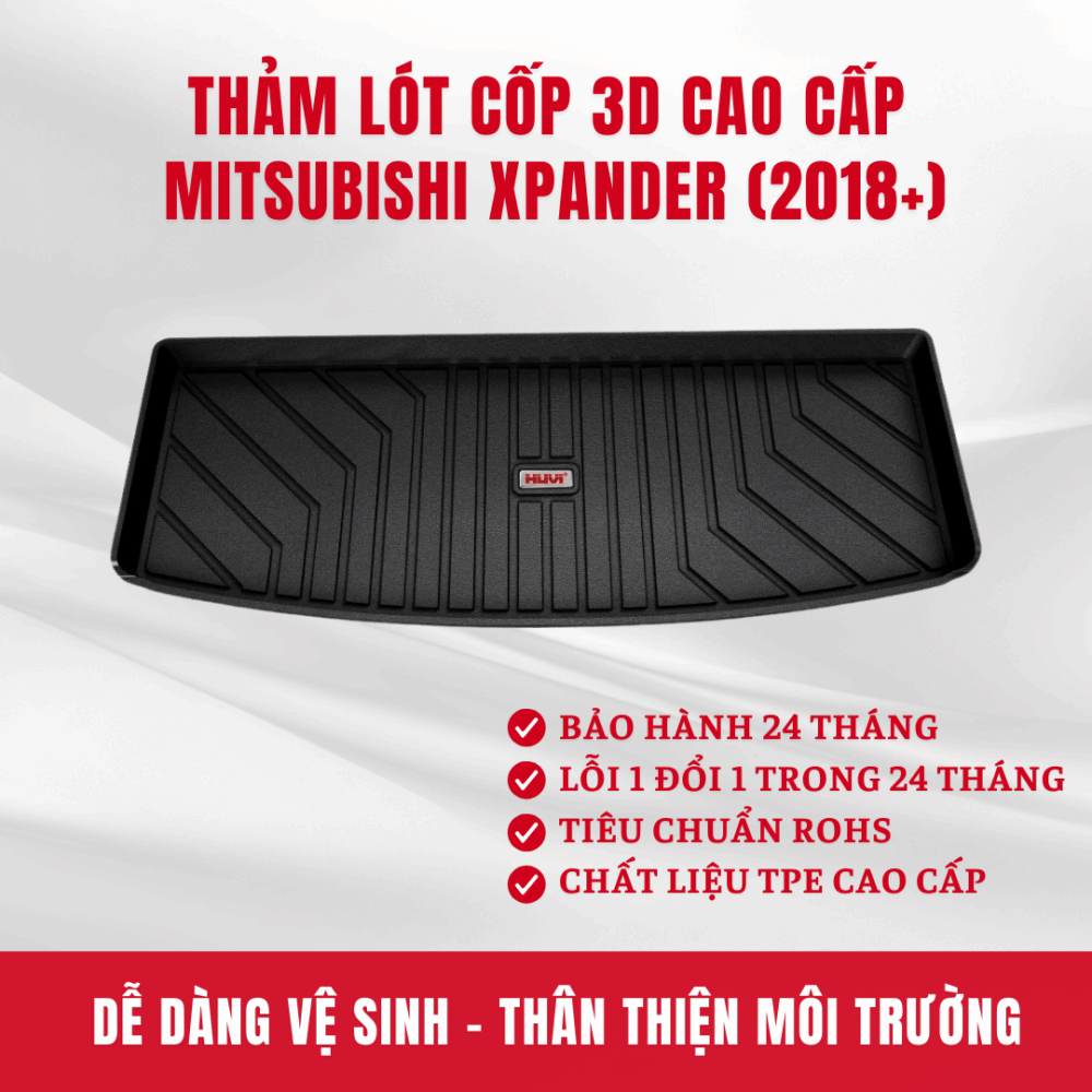 Thảm lót cốp ô tô HUVI cho xe Mitsubishi Xpander 2D (7 chỗ) năm 2018+ - Hình ảnh 2