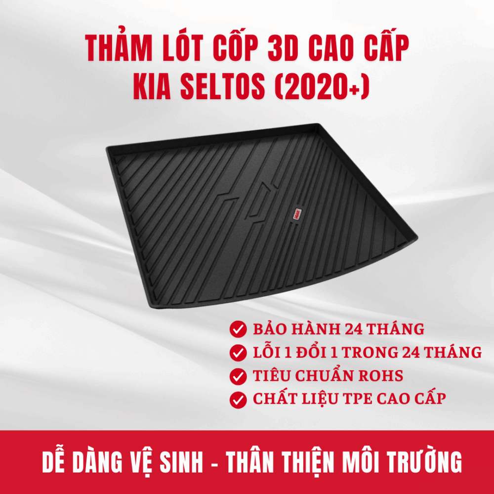 Thảm lót cốp ô tô HUVI cho xe Kia Seltos 3D năm 2020+ - Hình ảnh 2