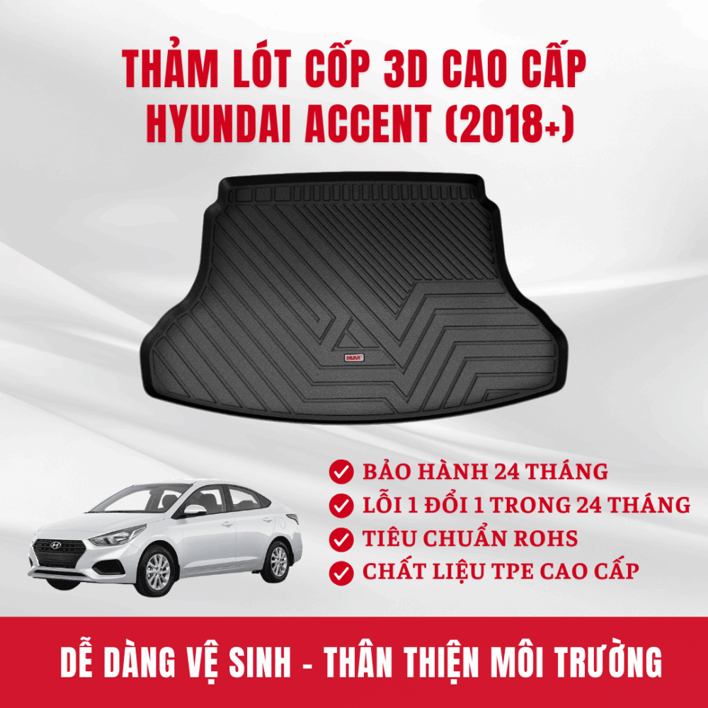 Thảm lót cốp ô tô HUVI cho xe Hyundai Accent 2D năm 2018+ - Ảnh 2