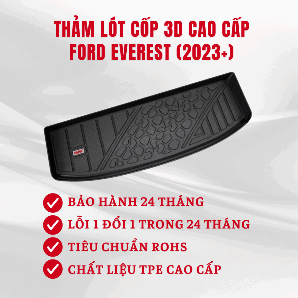 Thảm lót cốp ô tô HUVI cho xe Ford Everest 3D (7 chỗ) năm 2023+ - Hình ảnh 2