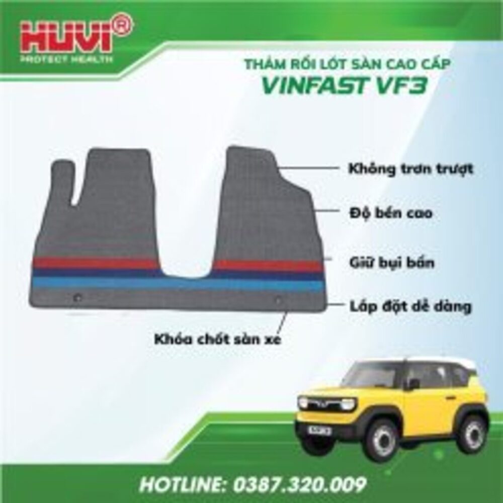 Thảm lót rối ô tô Vinfast VF3 nhựa PVC cao cấp Huvi - Hình ảnh 2