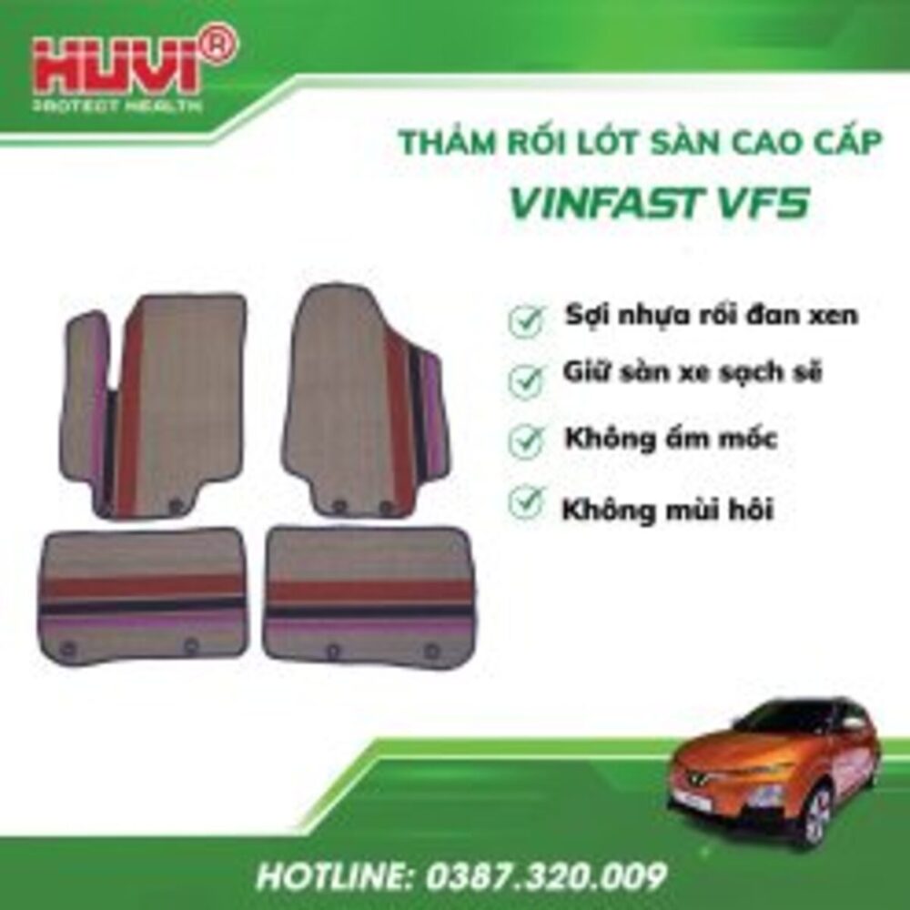 Thảm lót rối ô tô Vinfast VF5 nhựa PVC cao cấp Huvi - Hình ảnh 2