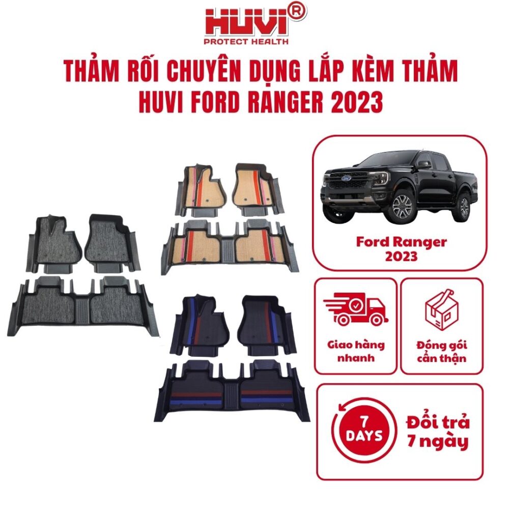 Thảm lót rối ô tô Ford Ranger 2023 nhựa PVC cao cấp Huvi - Hình ảnh 2