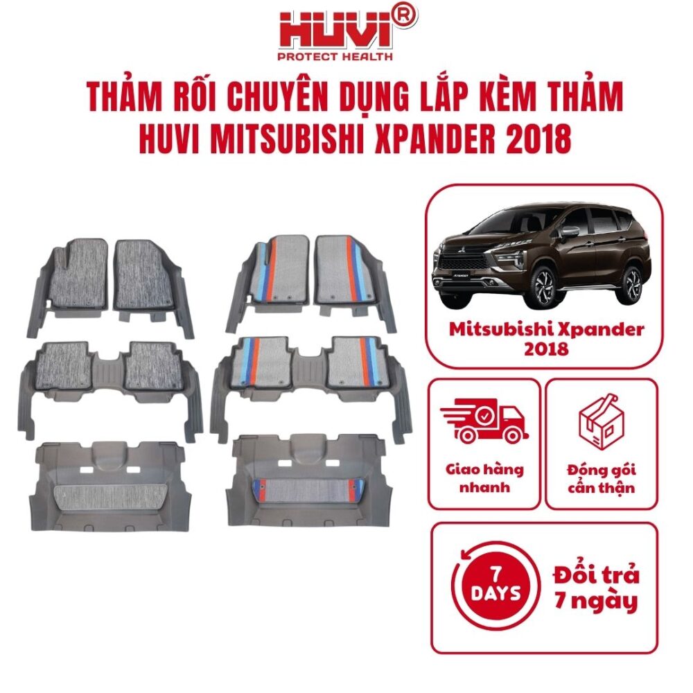 Thảm lót rối ô tô Mitsubishi Xpander 2018 (7 chỗ) nhựa PVC cao cấp Huvi - Hình ảnh 2