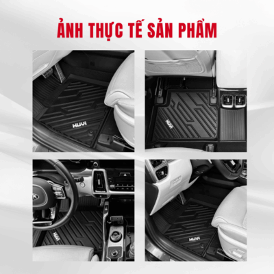 Thảm lót sàn ô tô HUVI đúc 3D cho xe Hyundai SantaFe 2019-2020