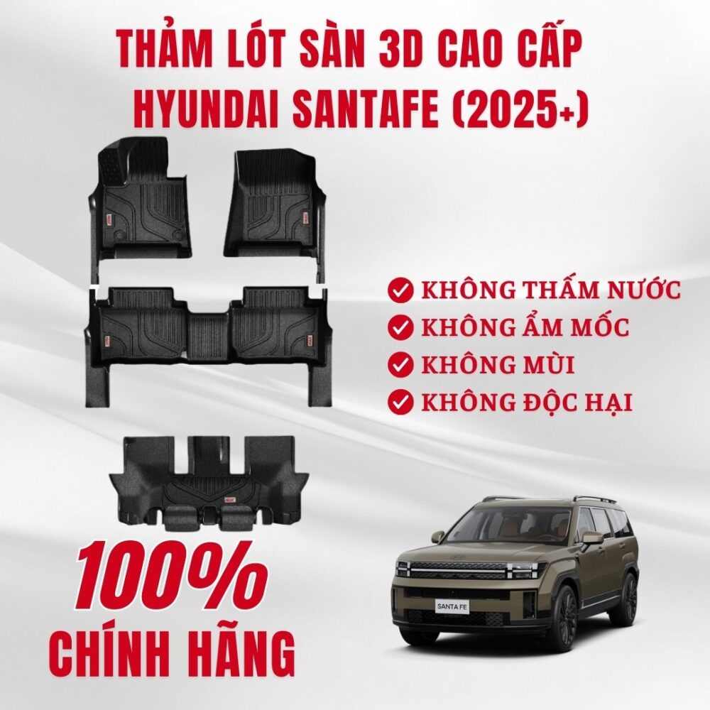 Thảm lót sàn ô tô HUVI cho xe Hyundai SantaFe 2024+ (6 chỗ) - Hình ảnh 5