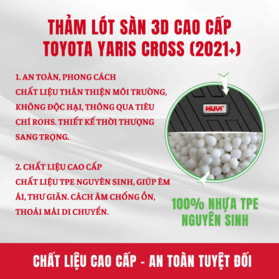 Thảm lót sàn ô tô HUVI cho xe Toyota Yaris Cross 3D (Bản Xăng)